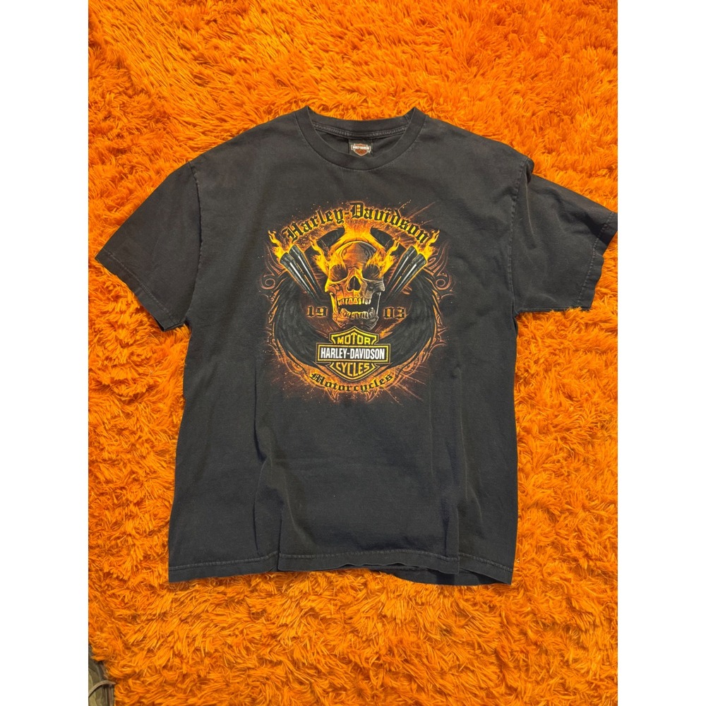 Harley Davidson Yellowstone Bozeman Montana Skull Graphic T-Shirt Mens XL Black